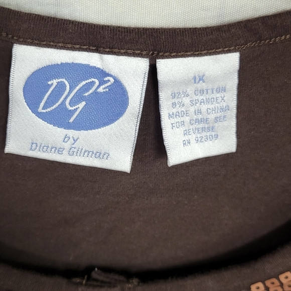 DG2 Diane Gillman Brown Sequin Bodice 1X Top - Picture 2 of 6